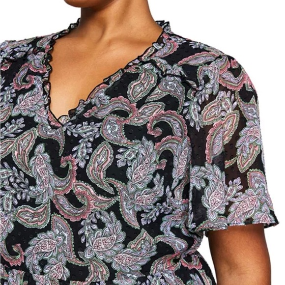 Estelle Maya Paisley Midi Dress with Flutter Sleeves Size 2X/18W - Picture 2 of 6